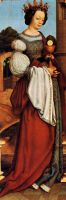 Święta Barbara ze swoimi atrybutami: wieżą, kielichem i hostią – obraz Hansa Holbeina Starszego, Stara Pinakoteka, Monachium.